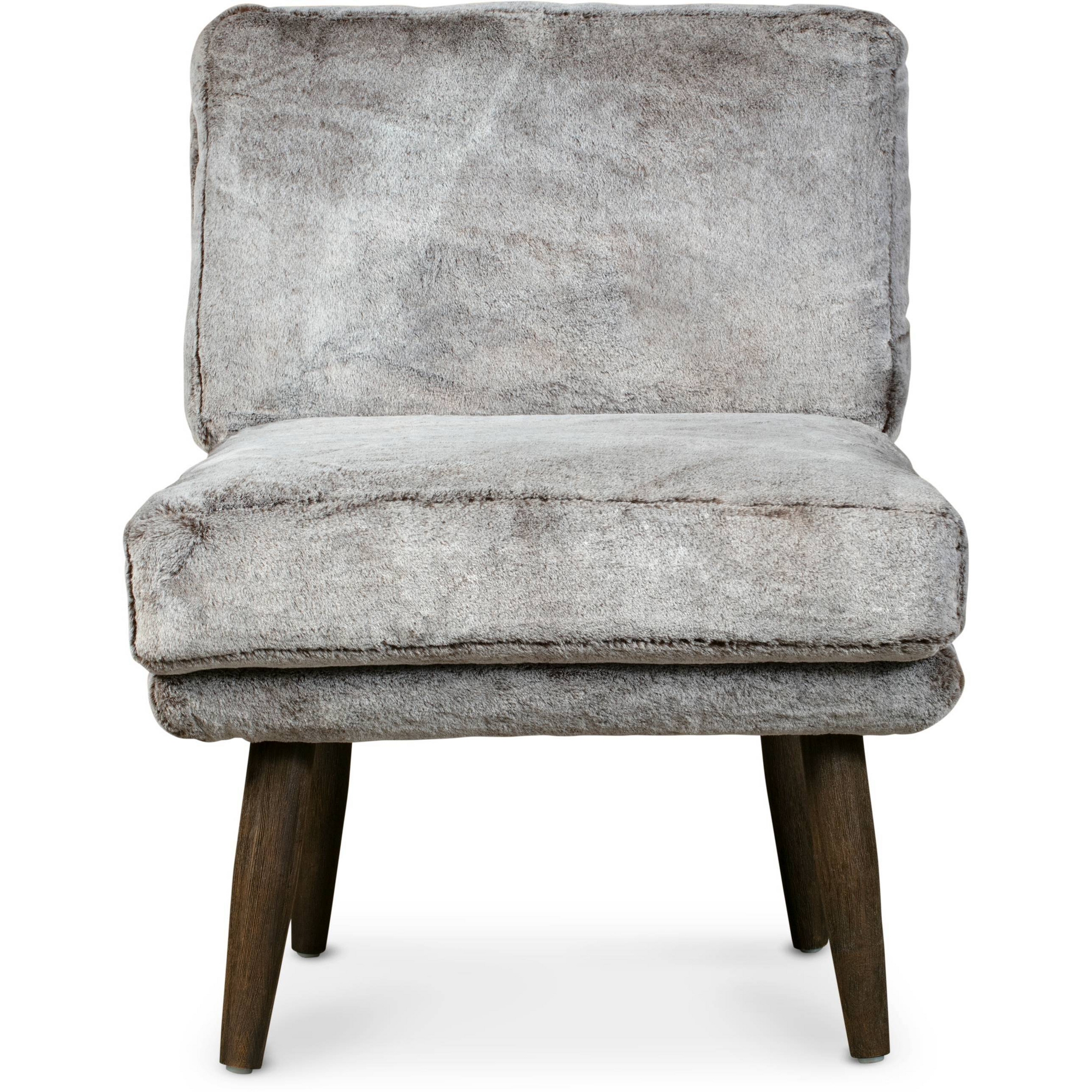 Sophie Armless Slipper Chair Mink Brown Faux Fur - Adore Decor