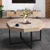 Okak Round Coffee Table with 2-tier Storage and Black Metal Leg for Apartment for Living Room/Office, Space-Saving - 4 of 4