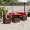 vidaXL 6 Piece Garden Sofa Set with Cushions Brown Poly Rattan - 2 of 4