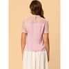 INSPIRE CHIC Women's Mock Neck Puff Sleeve Mesh Sleeve Blouse - 3 of 4