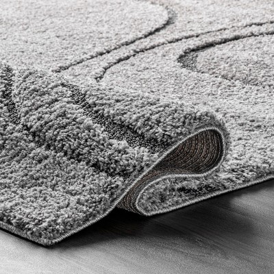 Dark Grey Abstract Pattern Shag Area Rug 5' 3" x 7' 6"