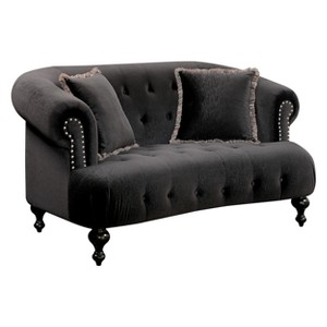 Harte Glam Button Tufted Loveseat Black - ioHOMES