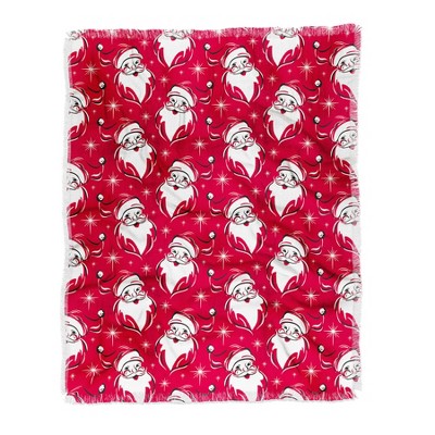Heather Dutton Tis The Season Retro Santa Red Woven Throw Blanket - Deny Designs