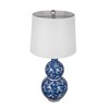 D13x25.7" Blue and White Round Two-Tiered Ceramic Vase Lamp - 3 of 4
