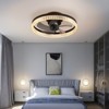 20" Brown Ceiling Fan with LED Light ¨C Modern Flush Mount Fan Light for Bedroom, Living Room, and Home D¨¦cor with Crystal Ring Design - 3 of 4