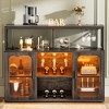 Aheaplus Bar Cabinet with Led Lights and Glass Holders, Bar Cabinet with Power Outlet - 2 of 4