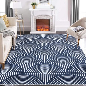 Large Area Rug 9x12 Machine Washable Rug Modern Abstract Non Slip Low Pile Rug - 1 of 4