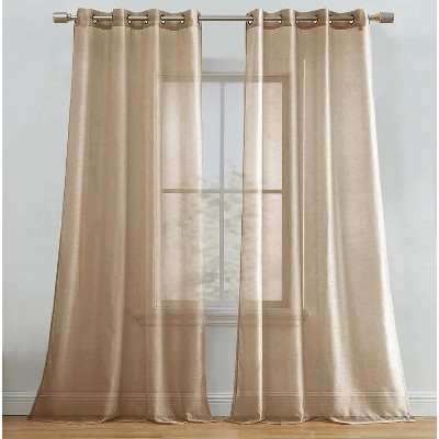 Home Mart Goods Taupe Sheer Window Grommet Curtain Set 84" Inches Long ( 2 Panels)