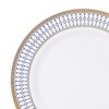 Smarty Had A Party 7.5" White with Blue and Gold Chord Rim Plastic Appetizer/Salad Plates (120 Plates) - image 2 of 4