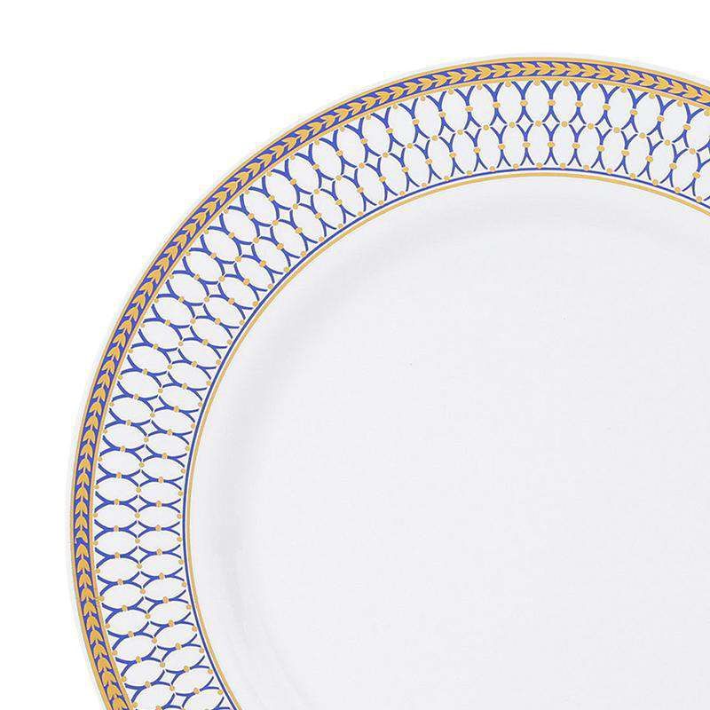 Smarty Had A Party 7.5" White with Blue and Gold Chord Rim Plastic Appetizer/Salad Plates (120 Plates), 2 of 5