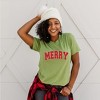 Simply Sage Market Women's Merry Varsity White Outline Short Sleeve Graphic Tee - 2 of 4
