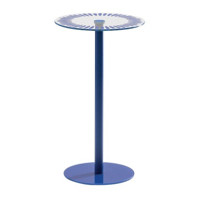 iDesign Round Pedestal Drink Table for Small Spaces - Clear/Soft Brass