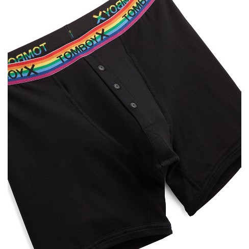 Tomboyx 6 Fly Boxer Briefs Underwear, Cotton Stretch Comfortable Boy  Shorts (xs-6x) Black Rainbow Xxx Large : Target