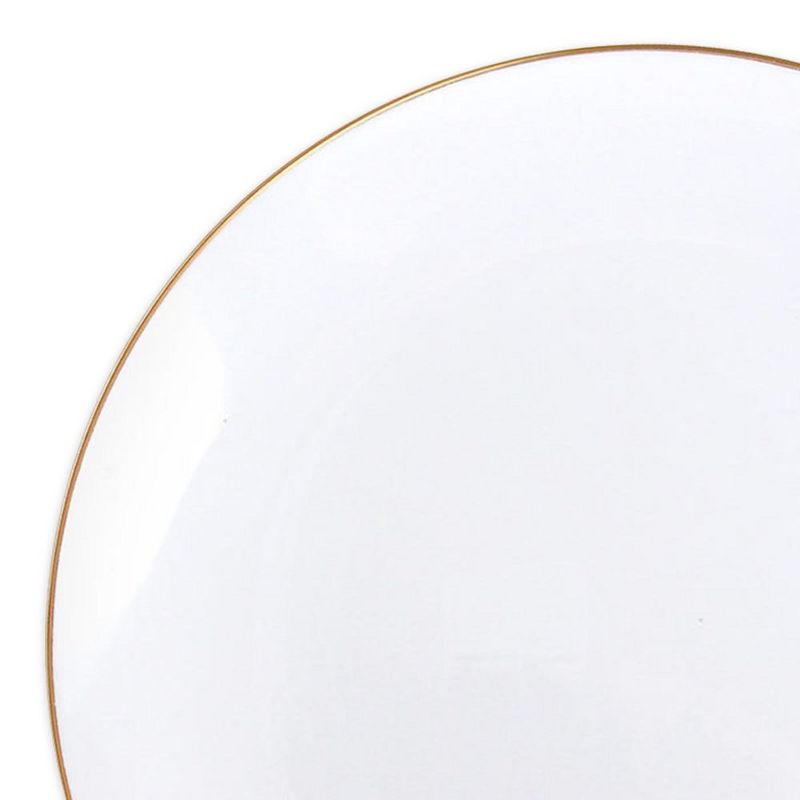 Smarty Had A Party 10.25" White with Gold Rim Organic Round Disposable Plastic Dinner Plates (120 Plates), 2 of 3