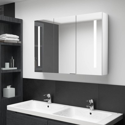 vidaXL LED Bathroom Mirror Cabinet 35 in.x5.5 in.x24.4 in. Shining White