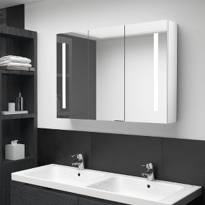 vidaXL LED Bathroom Mirror Cabinet 35 in.x5.5 in.x24.4 in. Shining White - 1 of 4