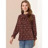 Allegra K Women's Vintage Floral Tie Neck Long Sleeve Ruffled Collar Peasant Blouse - 4 of 4