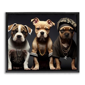 Stupell Industries Gangster Dogs Trio Puppies Black Floater Framed Canvas Wall Art - 1 of 4