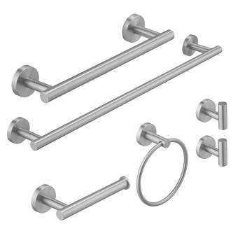 BWE 6-Piece Bath Hardware Set with Towel Ring Toilet Paper Holder Towel Hook and Towel Bar