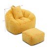 Oversized Faux Fur Bean Bag Chair with Footstool, Filled with Foam Large Shell Shaped Sofa for Adults and Kids-Baofuwish - 4 of 4
