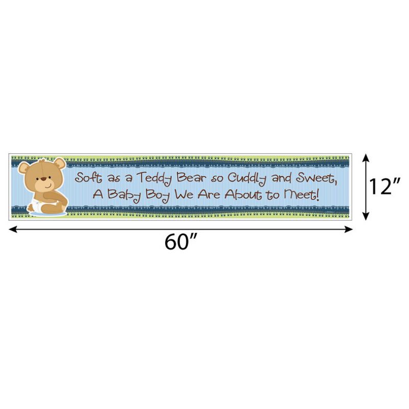 Big Dot of Happiness Boy Baby Teddy Bear - Baby Shower Decorations Party Banner, 2 of 8
