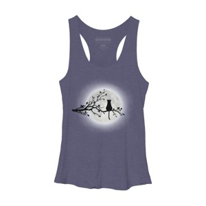 Women's Design By Humans The Cat and The Moon By Maryedenoa Racerback Tank Top - 1 of 3