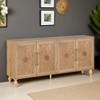 63'' Large Storage Cabinet with Metal Handle, Carved Flower Doors, Wooden Mordern Sideboard Console with Adjustable Shelves - Leovsnove - 2 of 4