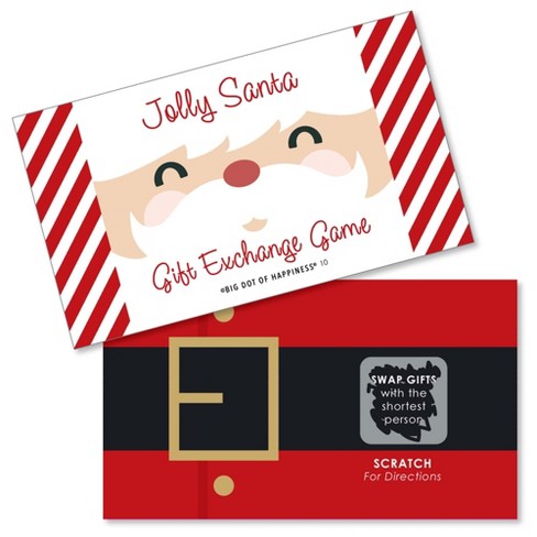  Big Dot of Happiness Jolly Santa Claus - Christmas Party White  Elephant Gift Exchange Game Scratch Off Cards - 22 Count : Home & Kitchen