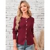 Garvee Women Long Sleeve Button Down Open Front Ribbed Knit Crop Cardigan Tops Slim Fit Sweater Pullover - 3 of 4