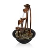13" Indoor Metal Leaf Tabletop Fountain with Stone-Filled Base Black/Copper - Alpine Corporation: Electric-Powered, 4-Basin Design - 3 of 3
