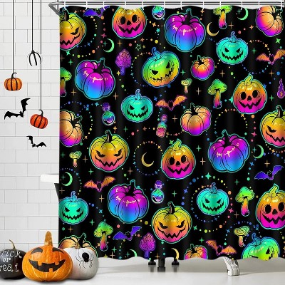 LunaLulinlk Blacklight Halloween Shower Curtain with Hooks