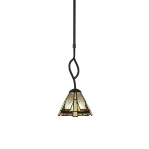 Toltec Lighting Revo 1 - Light Pendant in  Dark Granite with 7" Zion Art Glass Shade - 1 of 1