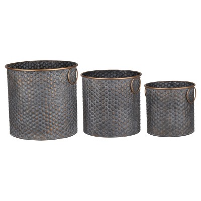 Seneca Metal Planters - Copper Band Set Of 3 - A&B Home