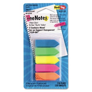 Redi-Tag SeeNotes Transparent-Film Arrow Page Flags Assorted Colors 50/Pad 5 Pads 32118 - 1 of 4