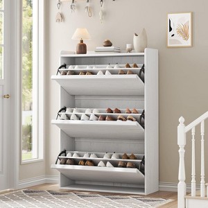 DobleePy Shoe Cabinet with 3 Flip Drawers, Wooden Shoe Organizer with Adjustable Shelf for Entryway, Hallway, Living Room - 1 of 4