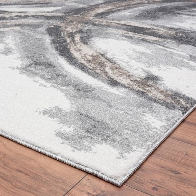 Gray Abstract Geometric Medium Pile Area Rug