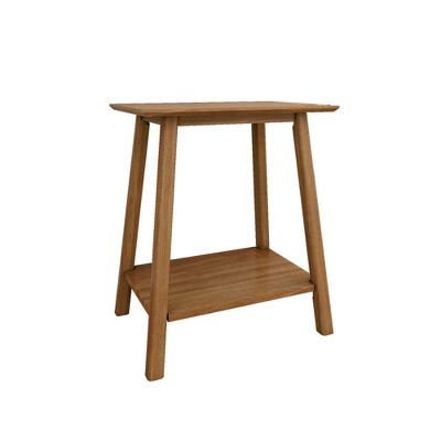 Max & Lily Pecan Mid-Century Modern Solid Wood Nightstand