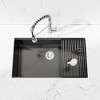 JUJABU 33″x19″ Stainless Steel Kitchen Sink, with Drain, Cutting Board, Drainage Basket Colander, Roll-up Dish Drying Rack - 2 of 4