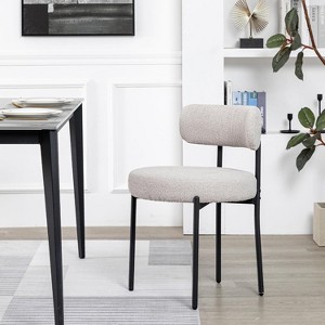 DYHOME Dining Chair One Chair,Upholstered Modern Boucle Dining Chair with Black Metal Legs Curved Backrest - 1 of 4
