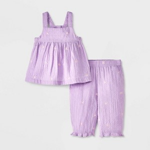 Baby Girls' Daisy Tank Top & Pants Set - Cat & Jack™ Purple - 1 of 4
