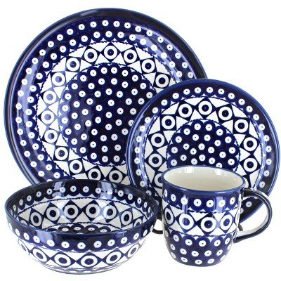 Blue Rose Polish Pottery Xandra 16 Piece Dinnerware Set