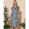 INSPIRE CHIC Women's Floral V Neck Rolled Short Sleeve with Pockets Casual Midi Dress - 3 of 4