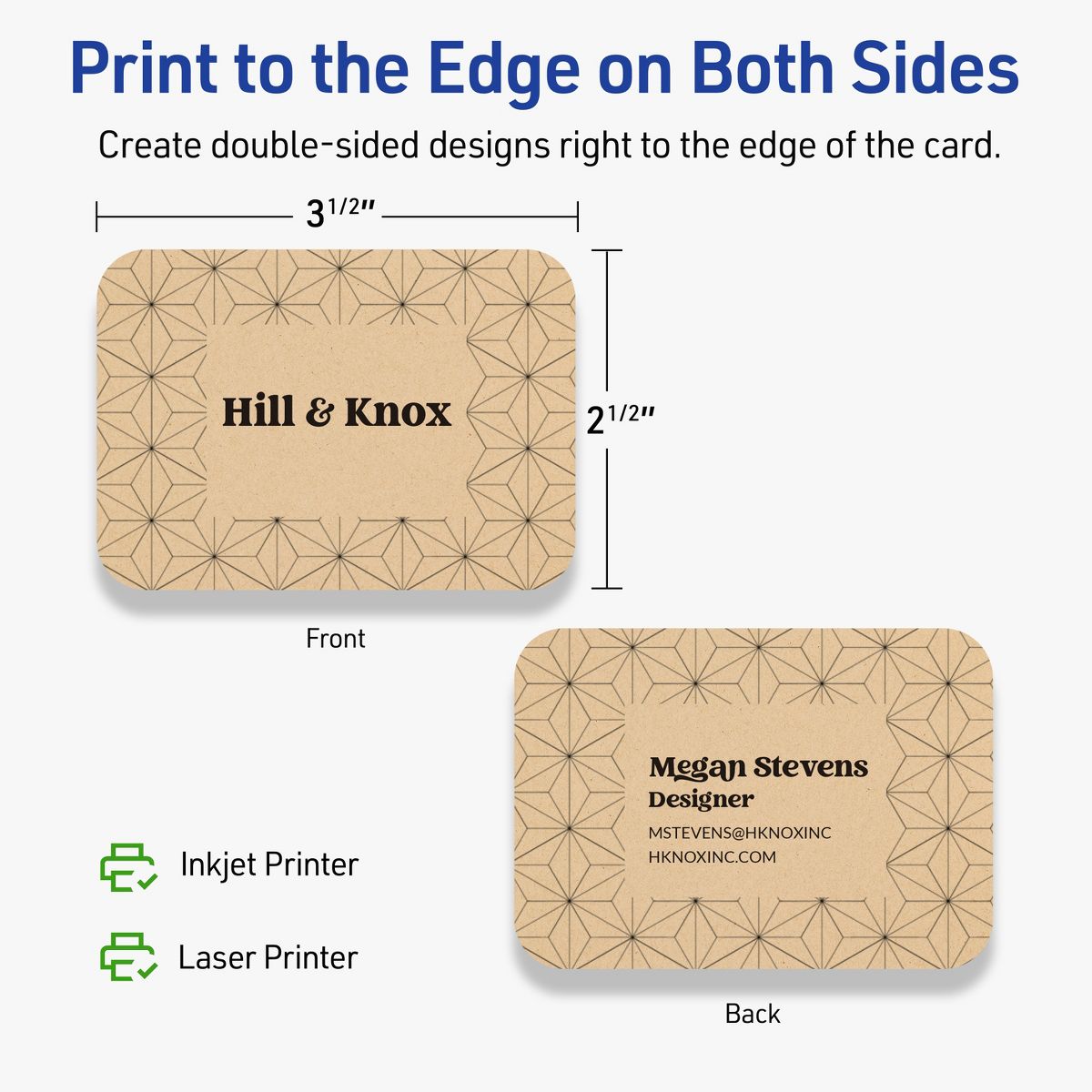 2-1/2" x 3-1/2" Rectangle Rounded Corners, Kraft Brown Business Cards - thumbnail 6