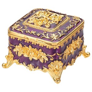 Unique Bargains Vintage Metal Jewelry Ring Earrings Necklace Dressing Table Wedding Birthday Home Decor Box 1 Pc - 1 of 4