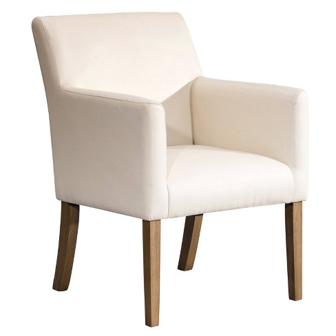 Leather Upholste Wooden Dining Side Armchair Cream Brown Benzara Target