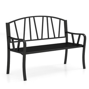 Tangkula 51" Metal Garden Bench Patio Slatted Bench for 2-3 People & Park-Style Loveseat - 1 of 4