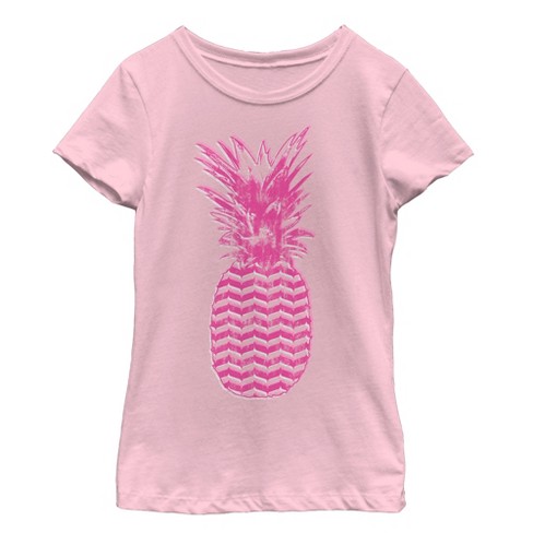 Girl s Lost Gods Geometric Print Pineapple T shirt Light Pink Large Target