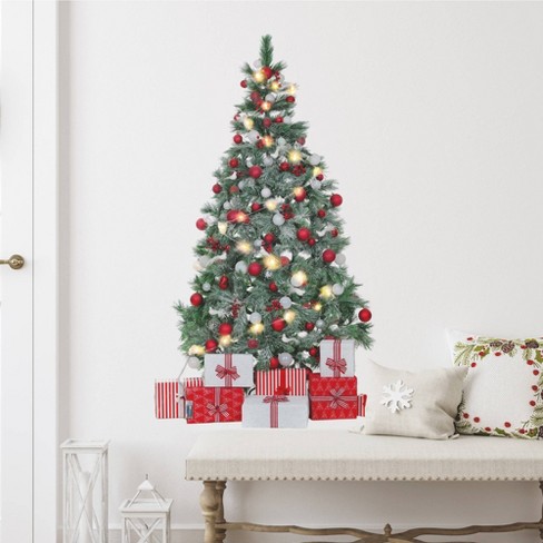 Christmas Tree Giant Peel & Stick Wall Decals With String Lights ...