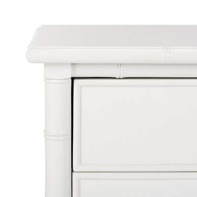 White Bamboo 2-Drawer 25" Transitional Nightstand