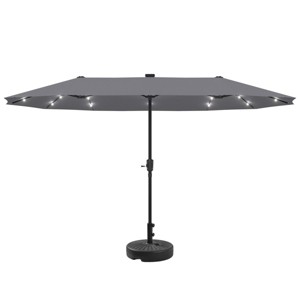 Ainfox 13ft Outdoor Patio Umbrella with Solar Lights and Round Umbrella Base - 1 of 4